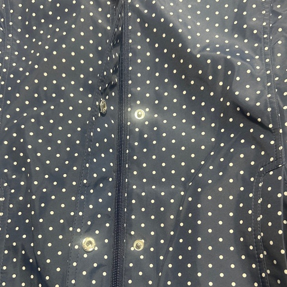 NWT Weathrproof Navy & white Polka Dot Raincoat w pockets zipper and buttons - Picture 8 of 15
